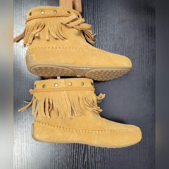 Lucky Brand‎ Leather Fringe Moccasin Booties Women Size 6 - Picture 7 of 11